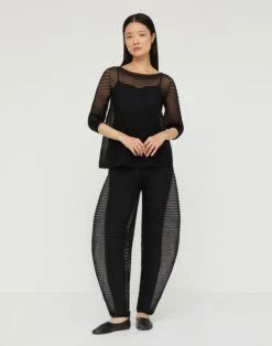 Silk Crepe Sheer Pleat Knit Top -Urban Chic Wear Store mwee8r ks43 black full