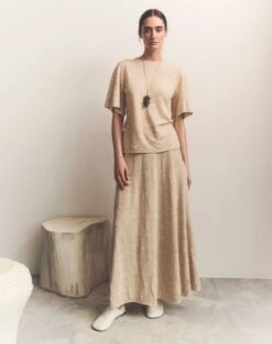 Jacquard Knit Midi Skirt -Urban Chic Wear Store mwef8r kl90 ecru melange elevated