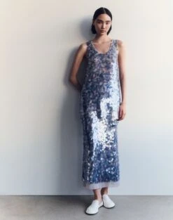 Hand Placed Paillette Cashmere Tank -Urban Chic Wear Store mwef9b kc04 lavender tint multi elevated